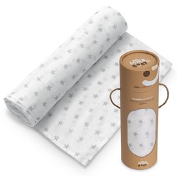 Muselina Estrellas Gris 120x120