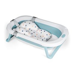 Bañera Plegable Para Bebé Con Cojín De Baño Verde