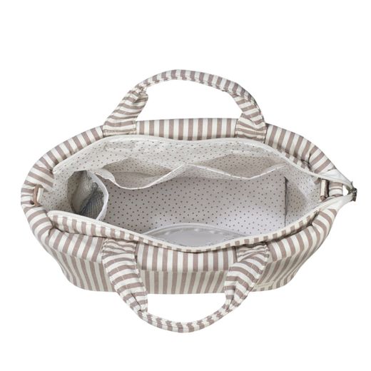 BOLSA CANASTILLA PRALINÉ RAYAS MOKA