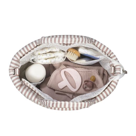 BOLSA CANASTILLA PRALINÉ RAYAS MOKA