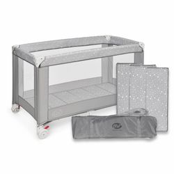 Cuna De Viaje Plegable Estrellas Gris