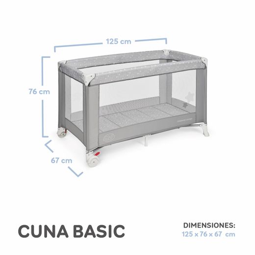 Cuna De Viaje Plegable Estrellas Gris