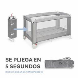 Cuna De Viaje Plegable Estrellas Gris